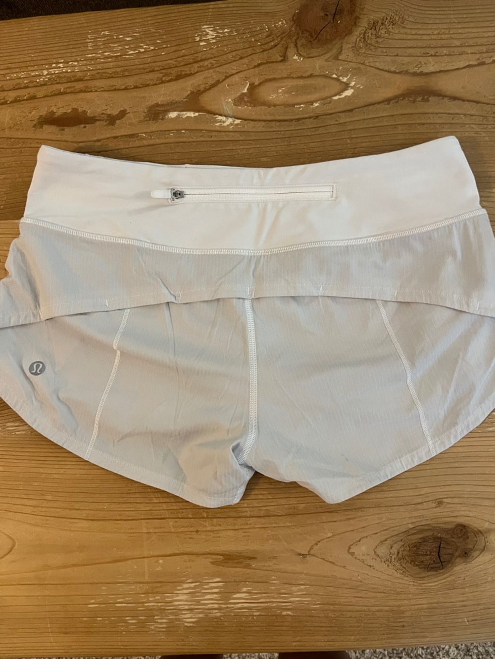 lululemon athletica White Athletic Running Shorts with Rear Zip
